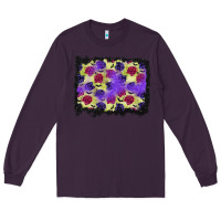 Plum halloween bat and roses background Long Sleeve Tee - BundleAndBundleShop