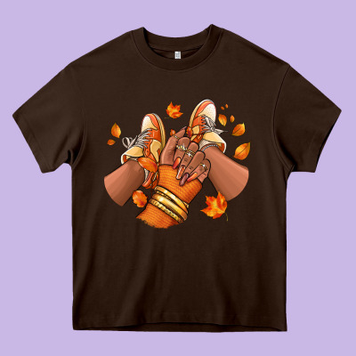 Black Girl Fall Sneakers Heavy Core Tee Designed By Ranaportraitstore
