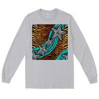 Moon Dust tiger turquoise glitter and stars seamless pattern Long Sleeve Tee - BundleAndBundleShop
