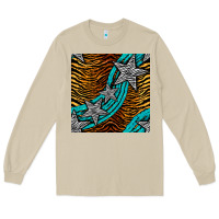 Mushroom tiger turquoise glitter and stars seamless pattern Long Sleeve Tee - BundleAndBundleShop