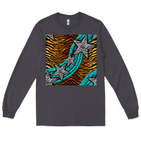 Smoke tiger turquoise glitter and stars seamless pattern Long Sleeve Tee - BundleAndBundleShop