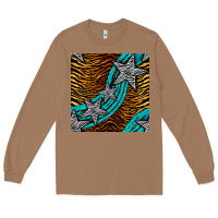 Toasted Coconut tiger turquoise glitter and stars seamless pattern Long Sleeve Tee - BundleAndBundleShop