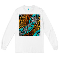White tiger turquoise glitter and stars seamless pattern Long Sleeve Tee - BundleAndBundleShop