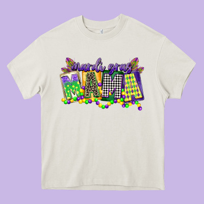 Mardi Gras Mama Heavy Core Tee Designed By Cowgirlartshop