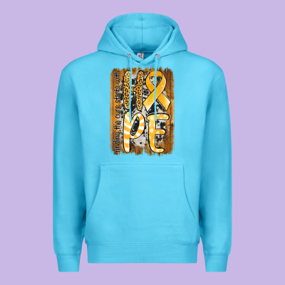 Finding The Cure Starts With Hope Childhood Cancer Awareness  With Bac Premium Hoodie Designed By Jasminsmagicworld