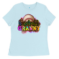Baby Blue baseball granny Ladies Tee - OliviaCreatesArt