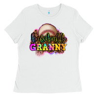 White baseball granny Ladies Tee - OliviaCreatesArt