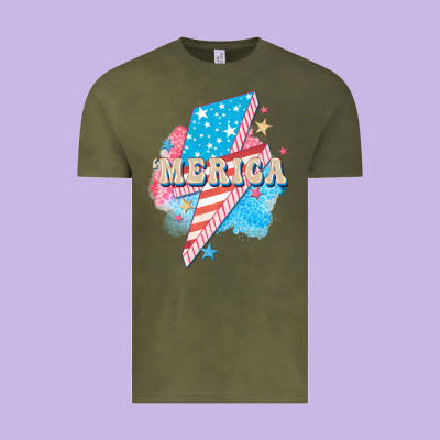Merica Leopard Lightning Bolt Vintage Tee Designed By Fadigitalartstudio