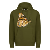 Army Green Painted Lady Butterfly Premium Hoodie - LillyAllenDesigns