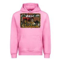 Fuchsia Pink Merry Christmas Tractor Urban Hoodie - RanaPortraitStore