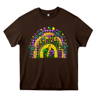 Chocolate Brown mardi gras rainbow and fleur de lis Heavy Core Tee - CowGirlArtShop