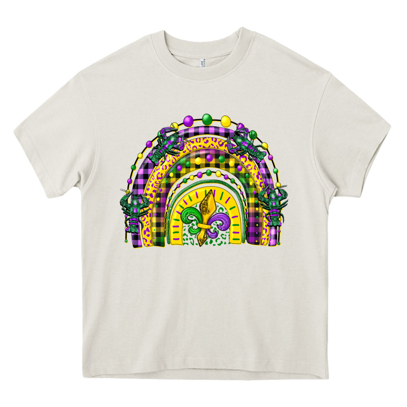 Mardi Gras Rainbow And Fleur De Lis Heavy Core Tee by CowGirlArtShop | Teevron