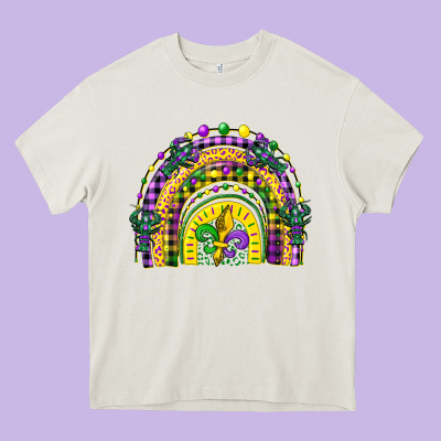 Mardi Gras Rainbow And Fleur De Lis Heavy Core Tee Designed By Cowgirlartshop