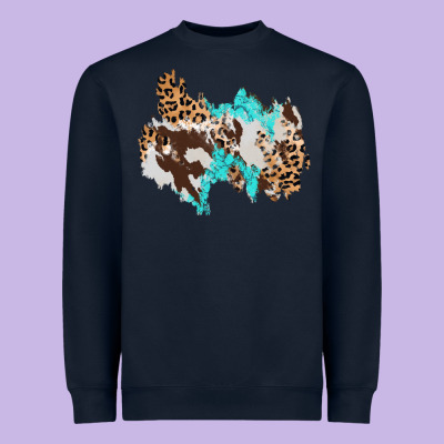 Cowhide Leopard Turquoise Patch Heavyweight Sweatshirt Designed By Adodesignshop