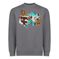 Storm cowhide leopard turquoise patch Heavyweight Sweatshirt - AdoDesignShop