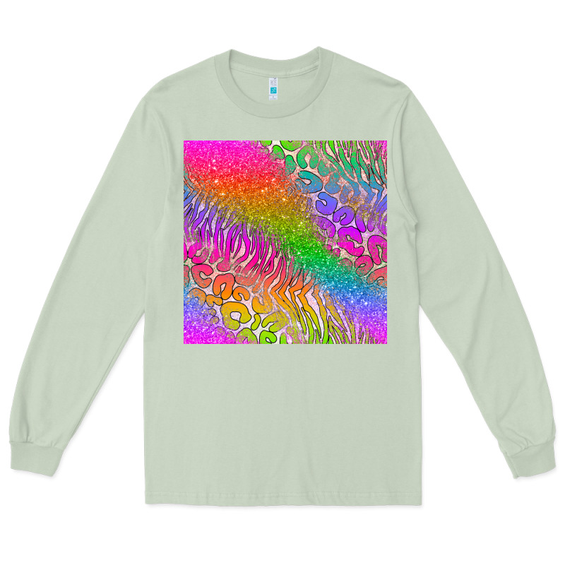 Neon Glitter Leopard Seamless Pattern Long Sleeve Tee by BundleAndBundleShop | Teevron