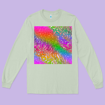 Neon Glitter Leopard Seamless Pattern Long Sleeve Tee Designed By Bundleandbundleshop