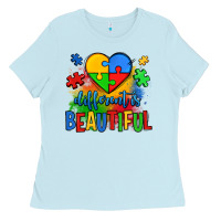 Baby Blue different is beautiful autism Ladies Tee - OliviaCreatesArt
