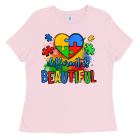 Bubblegum Pink different is beautiful autism Ladies Tee - OliviaCreatesArt