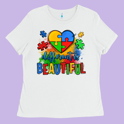 Different Is Beautiful Autism Ladies Tee Designed By Oliviacreatesart