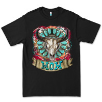 Black Mom Bull Skull Mother's Day Premium Tee - CowGirlArtShop