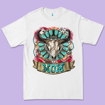 Mom Bull Skull Mother's Day Premium Tee Designed By Cowgirlartshop
