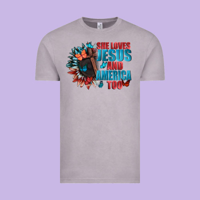 She Love Jesus And America Too Vintage Tee Designed By Fadigitalartstudio
