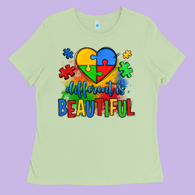 Different Is Beautiful Autism Ladies Tee Designed By Oliviacreatesart