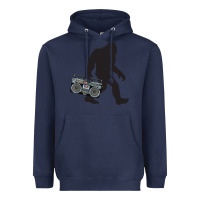 Navy bigfoot beatbox boom box retro   bigfoot boom box Heavyweight Hoodie - DesigneFamous