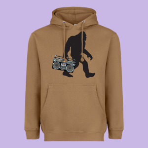 Bigfoot Beatbox Boom Box Retro   Bigfoot Boom Box Heavyweight Hoodie Designed By Designefamous