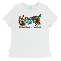 White peace love cowboys Ladies Tee - OliviaCreatesArt