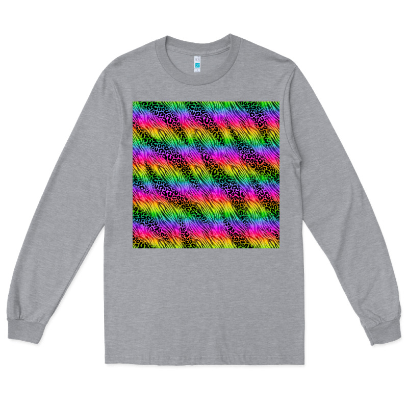 Neon Rainbow Leopard Zebra Seamless Pattern Long Sleeve Tee by BundleAndBundleShop | Teevron
