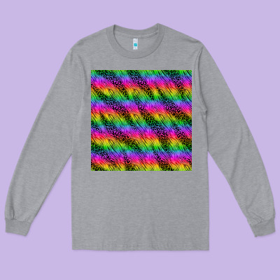 Neon Rainbow Leopard Zebra Seamless Pattern Long Sleeve Tee Designed By Bundleandbundleshop