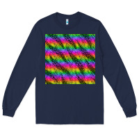Navy neon rainbow leopard zebra seamless pattern Long Sleeve Tee - BundleAndBundleShop