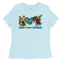 Baby Blue peace love cowboys Ladies Tee - OliviaCreatesArt