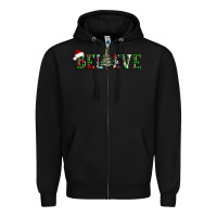 Black believe Christmas tree Zipper Hoodie - AdoDesignShop