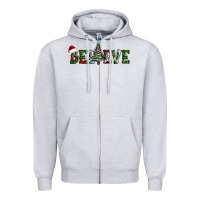Heather Grey believe Christmas tree Zipper Hoodie - AdoDesignShop