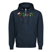 Navy believe Christmas tree Zipper Hoodie - AdoDesignShop
