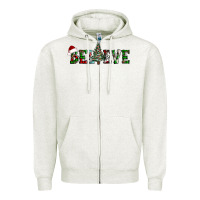 Oatmeal Heather believe Christmas tree Zipper Hoodie - AdoDesignShop