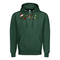 Sports Green believe Christmas tree Zipper Hoodie - AdoDesignShop