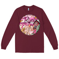 Burgundy pink christmas pig Long Sleeve Tee - FaDigitalArtStudio