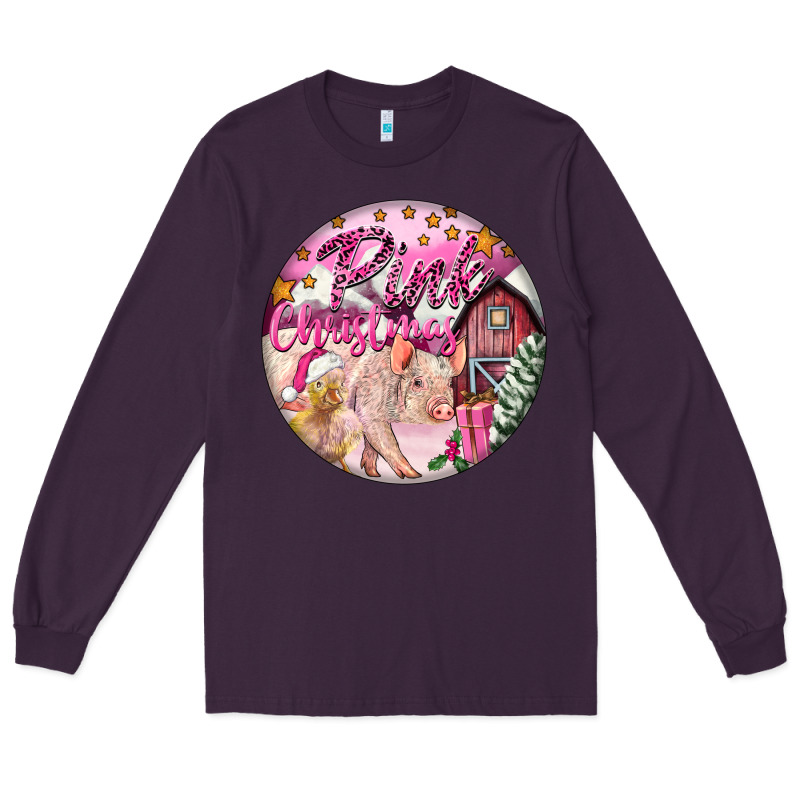 Pink Christmas Pig Long Sleeve Tee by FaDigitalArtStudio | Teevron