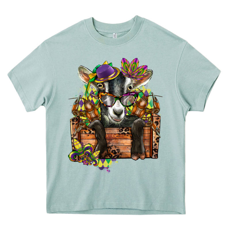 Mardi Gras Goat Heavy Core Tee by CowGirlArtShop | Teevron