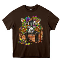 Chocolate Brown mardi gras goat Heavy Core Tee - CowGirlArtShop