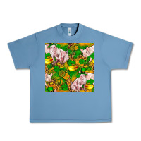 Pebble Blue St. Patrick's Day Pig And Candy Pot Of Gold Urban Heavy Tee - FaDigitalArtStudio