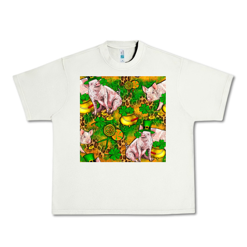 St. Patrick's Day Pig And Candy Pot Of Gold Urban Heavy Tee by FaDigitalArtStudio | Teevron