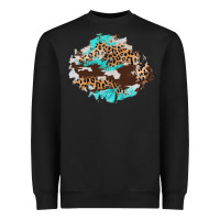 Black cowhide leopard turquoise patch Heavyweight Sweatshirt - AdoDesignShop