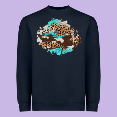 Cowhide Leopard Turquoise Patch Heavyweight Sweatshirt Designed By Adodesignshop