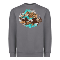 Storm cowhide leopard turquoise patch Heavyweight Sweatshirt - AdoDesignShop