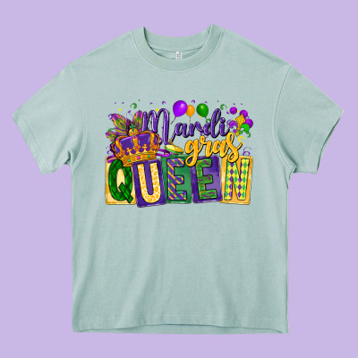 Mardi Gras Queen Heavy Core Tee Designed By Cowgirlartshop